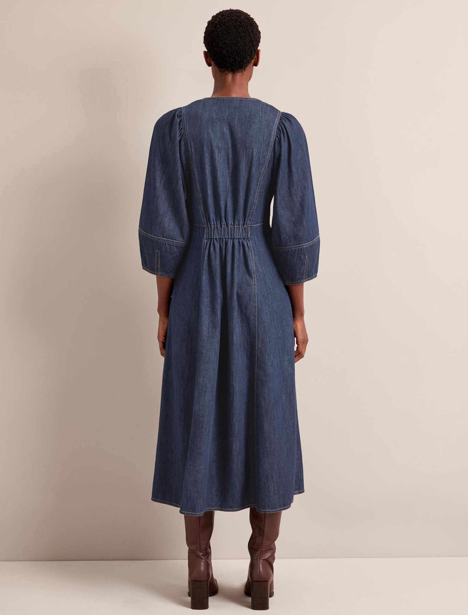 Jude Denim Maxi Dress - Dark Blue - Image 9