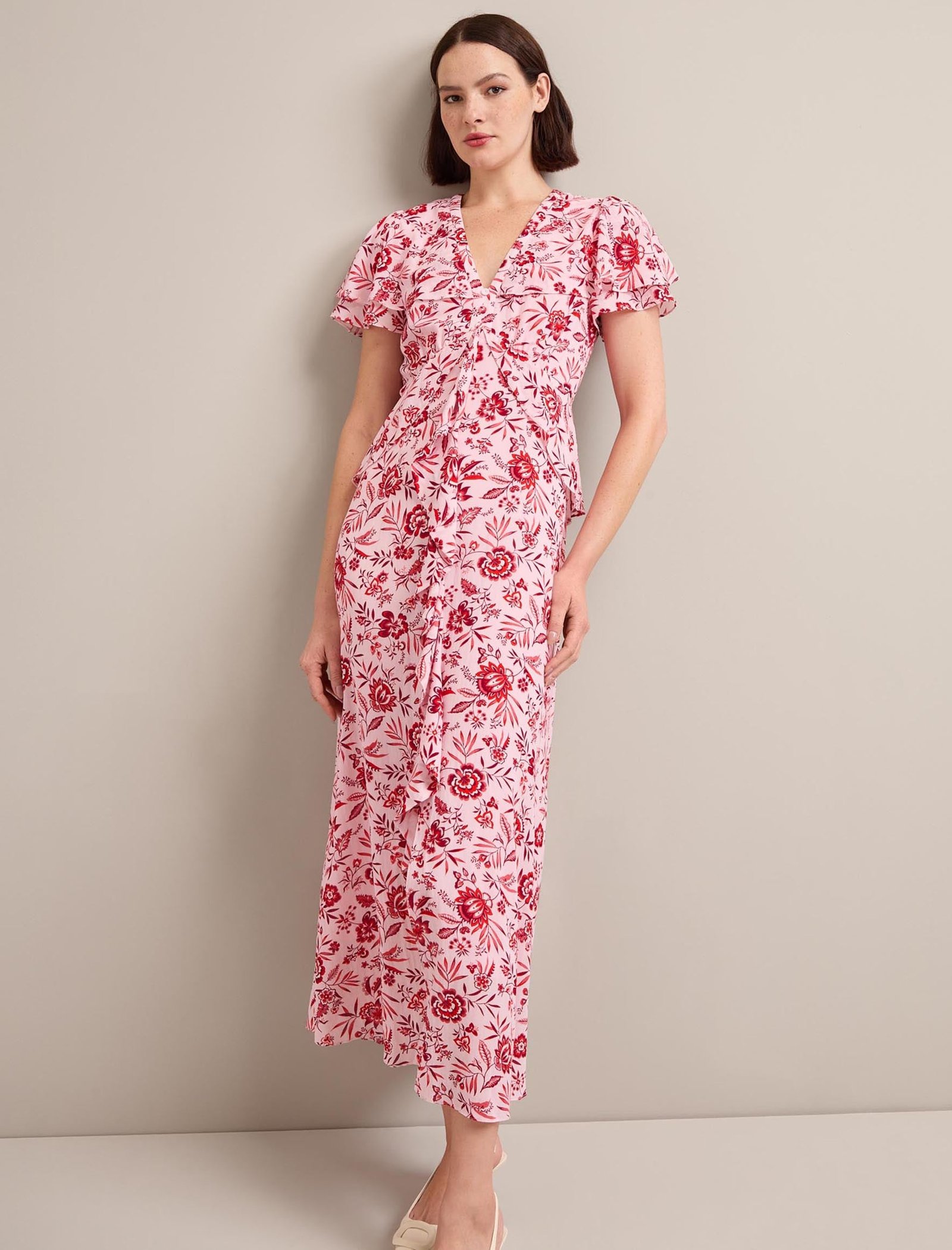 Vivienne Cotton Blend Maxi Dress - Pink Palm Floral Print - Image 5